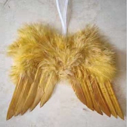 Мини-кукла с крыльями ангела и перьями, с полиэфирной веревкой, Реквизит для детской фотосъемки, украшения, аксессуары, золотые, 180x140 мм