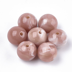 Акриловые бусины, Стиль имитация драгоценных камней, круглые, розово-коричневый, 13.5~14x13 мм, отверстие : 2 мм, Около 330 шт / 500 г