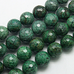 Natural Picture Jasper Beads Strands, Dyed, Faceted, Round, 18mm, Hole: 1mm