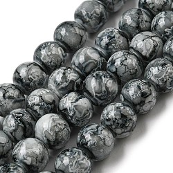 Brins de perles de verre peints par pulvérisation opaques, obsidienne imitation flocon de neige, ronde, grises , 8mm, Trou: 1.2mm, Environ 104 pcs/chapelet, 30.79 pouce (78.2 cm)