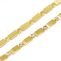 Electroplate Brass Grade A Rhinestone Handmade Chains, with Spool, Rectangle, Lead Free & Nickel Free, Golden, 10x5x1mm