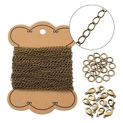 DIY Jewelry Making Kits, Including 10m Brass Twisted Chains, 100Pcs Open Jump Rings, 30Pcs Lobster Claw Clasps, Antique Bronze, Chains: 10m/set