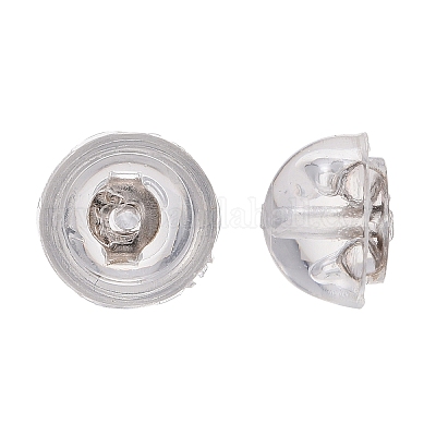 925 tuerca para pendientes de plata de ley chapada en rodio antideslustre&nbsp;STER-E062-01P-1