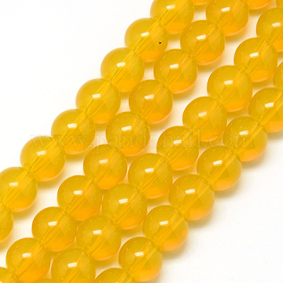Chapelet de perles en verre baking paint&nbsp;DGLA-Q023-8mm-DB29-1