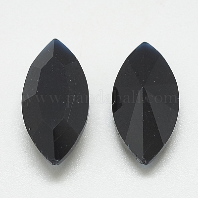 Cabochons en verre avec strass de dos avec point&nbsp;RGLA-T083-7x15mm-02-1