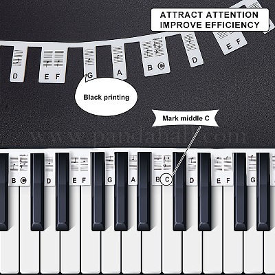 Clavier de piano amovible, étiquettes de partition, en silicone