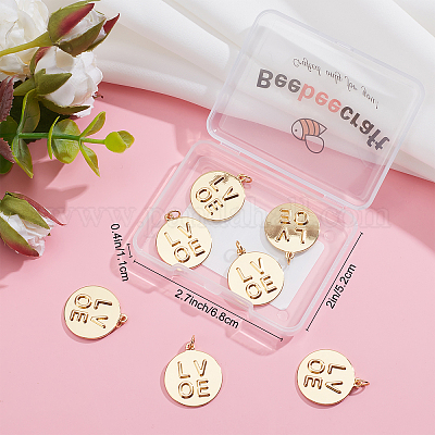  Beebeecraft 8Pcs/Box Love Word Charms 18K Gold Plated