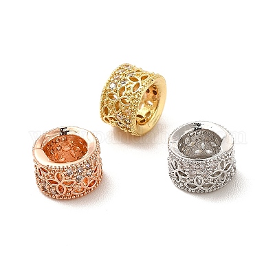 Rack-Plattierung Messing Micro Pave Kubisch Zirkonia European Beads&nbsp;KK-C010-12-1