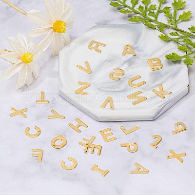  PH PandaHall 52pcs Letter A-Z Pendent Stainless Steel Letter  Charms Golden Alphabet Charms for Best Friend Couple Bracelet Necklace DIY  Valentine's Day Jewelry Gifts