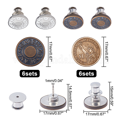 Wholesale Zinc Alloy Scalable & Removable Button Pins for Jeans