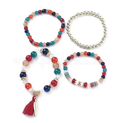 Set di braccialetti elasticizzati multistrato&nbsp;BJEW-H533-02C-1