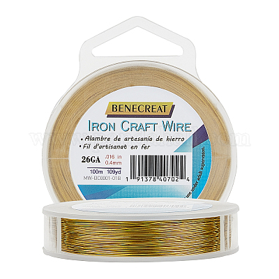 Wholesale BENECREAT 0.3mm(28 Gauge) 150m Tarnish Resistant Golden Iron Crafting  Wire for Jewelry Beading Project 
