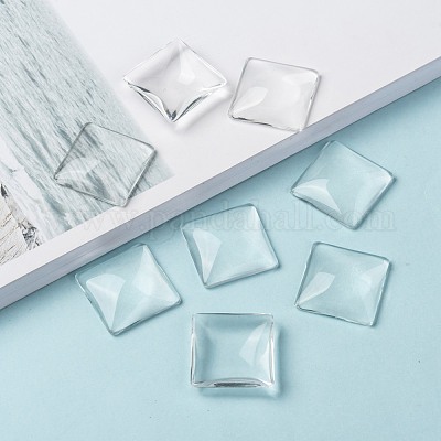 Transparentem Glas Quadrat Cabochon&nbsp;GGLA-A001-25mm-1