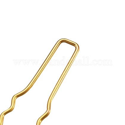 ヘアアクセサリーアイロンかんざしヘアフォークパーツ  ゴールドカラー  63x10x1mm OHAR-TAC0002-01G-1