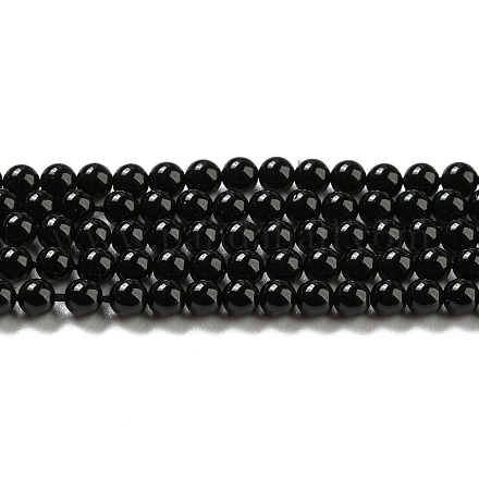 Natürliche schwarze Onyxperlenstränge G-Q004-C01-01-1