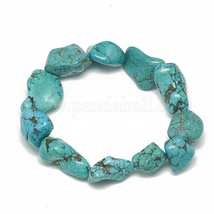 Turquoise synthétique bracelets en perles extensibles BJEW-S134-05-1