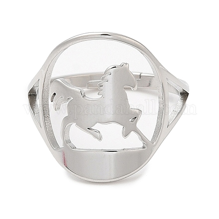 304 anillo ajustable de caballo de acero inoxidable para mujer. RJEW-M149-21P-1