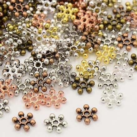 Perles d'espacement de flocon de neige en argent tibétain mixte X-TIBEB-X0009-1