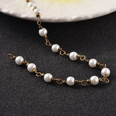 Faits à la main aurond de chaînes de perles de verre de perles AJEW-JB00182-01-1