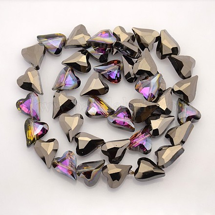 Heart Electroplate Glass Beads Strands EGLA-P001-H01-1