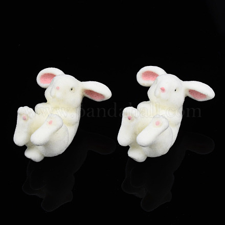 Resin Rabbit Stud Earrings with 925 Sterling Silver Pins EJEW-N051-02-1
