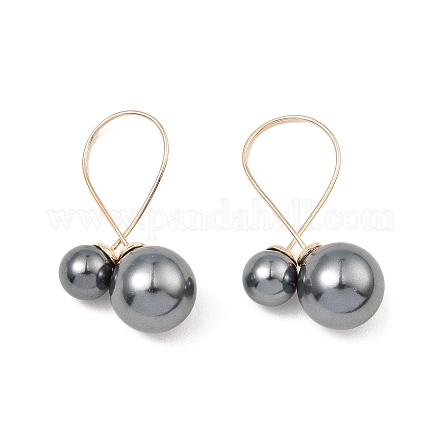 Orecchini pendenti rotondi con perle di conchiglia EJEW-Z024-07G-1
