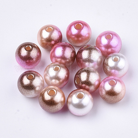 Perles en plastique imitation perles arc-en-abs OACR-Q174-6mm-10-1
