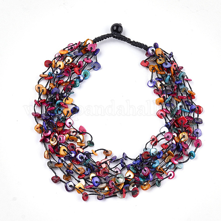 Colliers à rangs de perles multicolores NJEW-S414-55-1