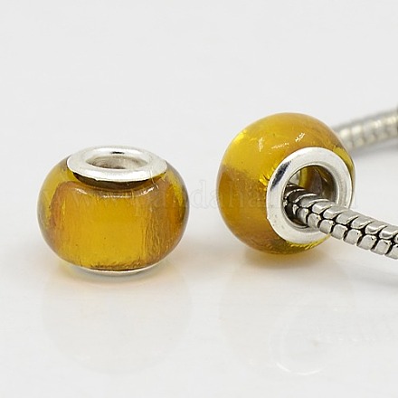 Silver Color Brass Core Handmade Foil Glass European Beads for Biagi Bracelets X-DA452-3-1