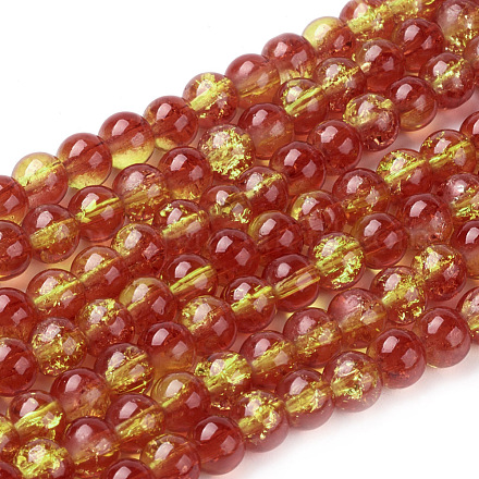 Spray Painted Crackle Glass Beads Strands CCG-Q002-6mm-10-1