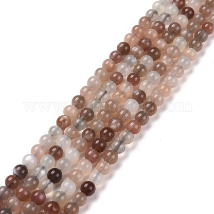 Brins de perles multi-pierres de lune naturelles de qualité aa G-M296-01-4mm-1