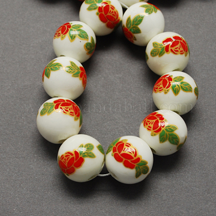 Handmade Printed Porcelain Beads PORC-Q199-12mm-15-1