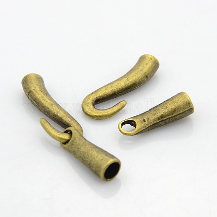 Tibetan Style Alloy S-Hook Clasps and Cord Ends PALLOY-J417-07AB-NF-1