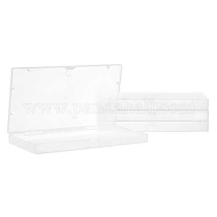 SUPERFINDINGS 4 Pack Clear Plastic Beads Storage Containers Boxes with Lids 18.7x10.3x1.8cm Small Rectangle Plastic Organizer Storage Cases for Beads Cards Cotton Swab Ornaments Craft CON-WH0073-73-1