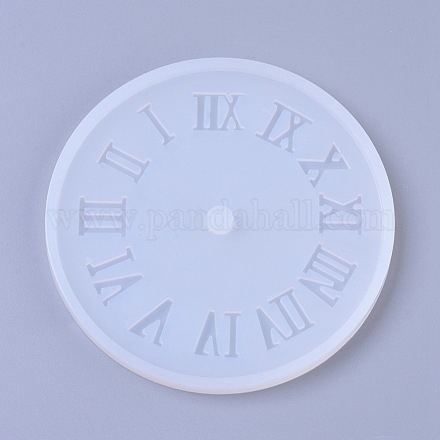 シリコンモールド  レジン型  UVレジン用  エポキシ樹脂ジュエリー作り  ローマ数字の時計とフラットラウンド  ホワイト  104x7.5mm DIY-E015-09A-1