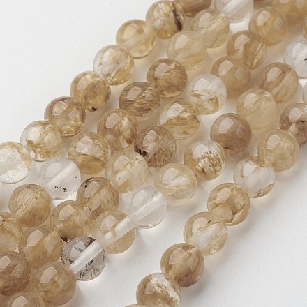 Chapelets de perles de pierre de pastèque en verre G-G913-8mm-04-1