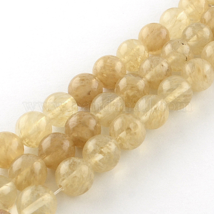 Brins de perles rondes en verre de pierre de pastèque de café G-R342-8mm-18-1