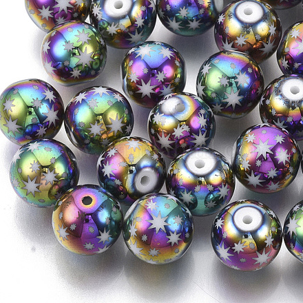 Perle di vetro placcate natalizie X-EGLA-R113-07D-1