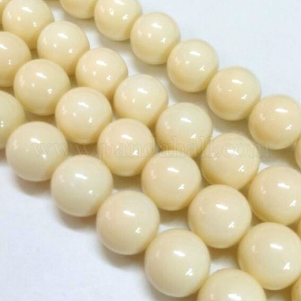 Eco-Friendly Round Baking Paint Glass Beads Strands HY-A003-8mm-RV11-1
