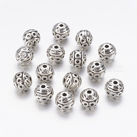 Antique Silver Alloy Round Beads X-PALLOY-101-AS-RS-1