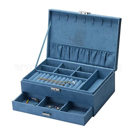 Boîtes à bijoux en velours et bois VBOX-I001-04D-1