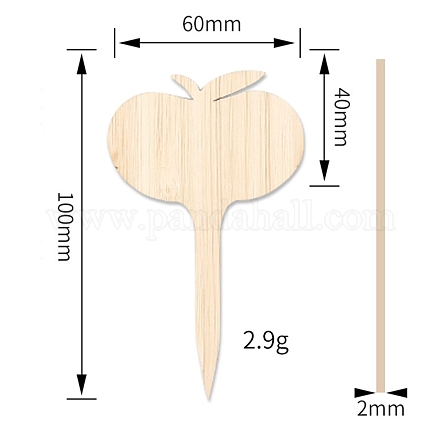 ラベルを挿入するリンゴの形をした木本植物  屋外フラワーガーデンサインタグ用  アンティークホワイト  100x60x2mm FIND-TAC0003-21-1