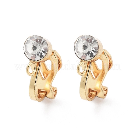 304 Stainless Steel Clip-on Earring Findings with Cubic Zirconia STAS-H216-01G-1