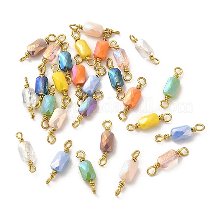 Faceted Glass Connector Charms GLAA-E046-01C-1