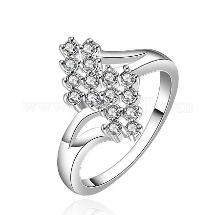 Mode laiton fleur cubes anneaux zircone pour les femmes RJEW-BB08897-7A-1