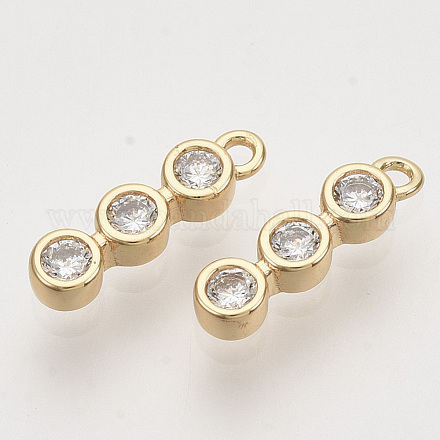 Brass Micro Pave Clear Cubic Zirconia Charms KK-T054-24G-NF-1