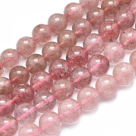Brins de perles de quartz fraise natura G-D0001-10-10mm-1