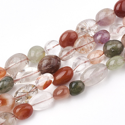 Chapelets de perles en quartz de rutile naturel G-T107-18-1