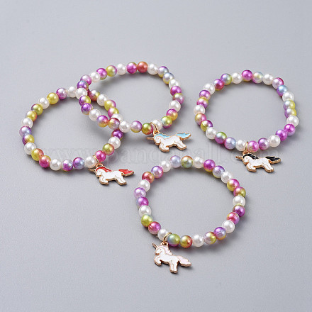 Acrylic & ABS Plastic Imitation Pearl Beads Stretch Bracelets BJEW-JB04759-1