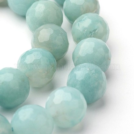 Faceted Natural Amazonite Round Beads Strands G-F261-04-8mm-1